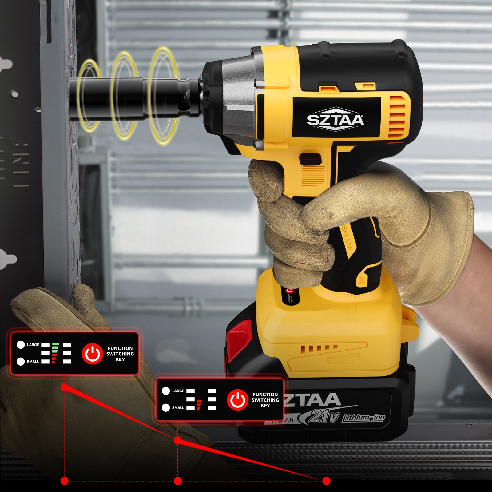 Cordless Impact Wrench 450Nm Power Tool, Lug Nut Removal, DIY Garage Tool​