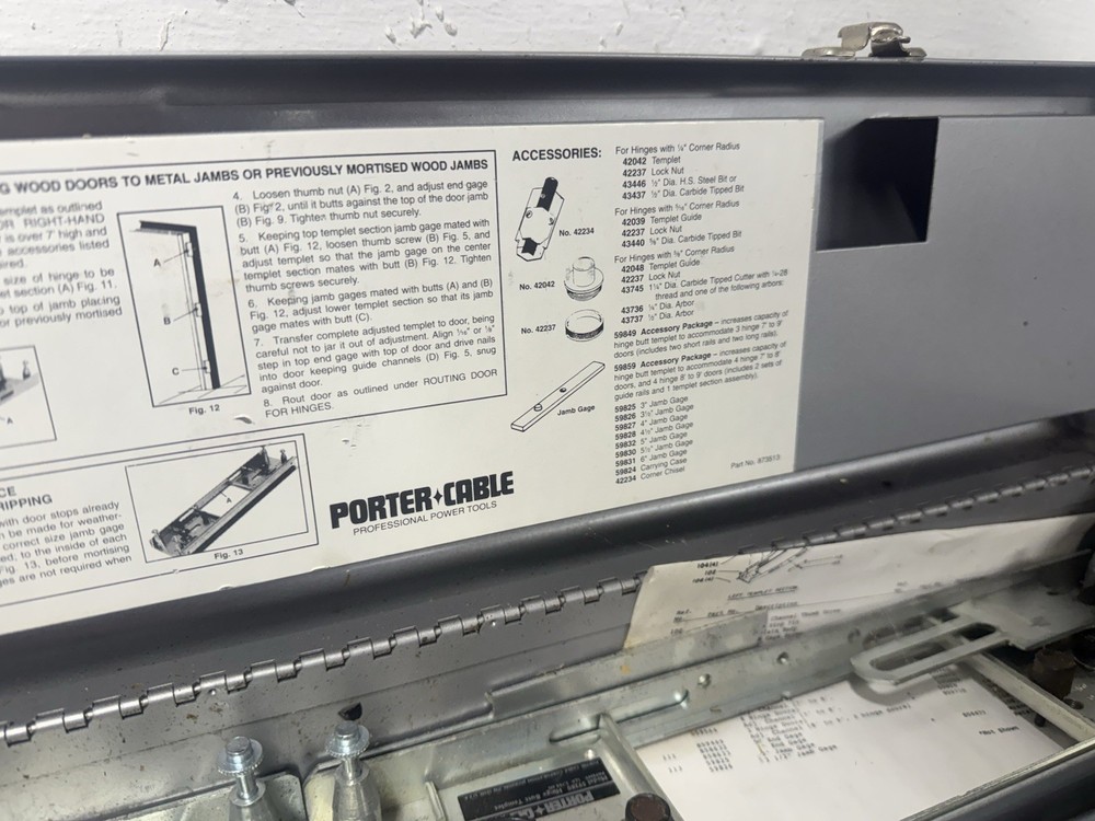 Porter Cable Model #59380 Hinge Butt Template Kit With Metal Case