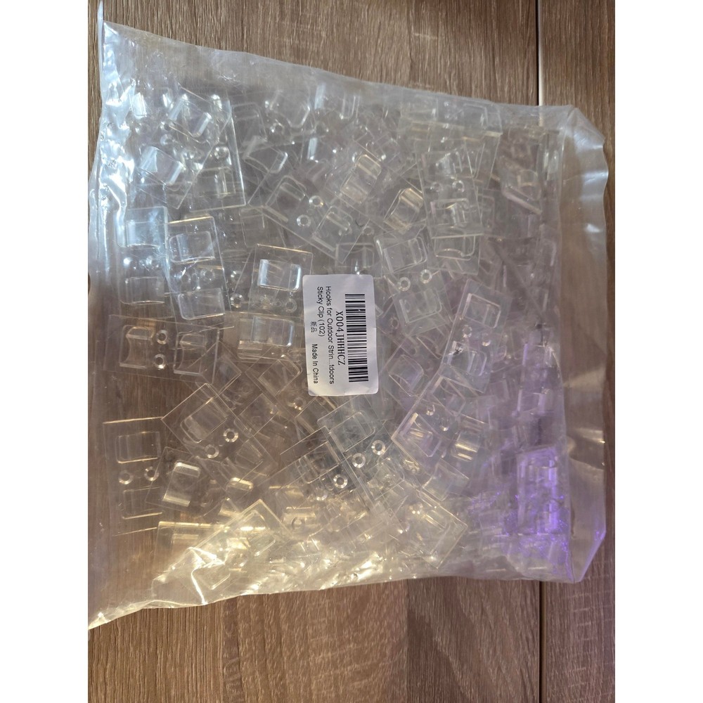 100 Pack Outdoor String Light Clips Adhesive Screw Mount Double Hook Clear
