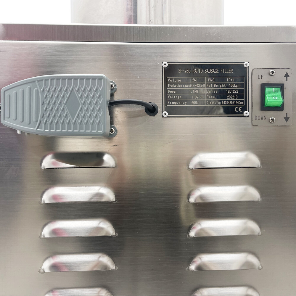 110V 26L Commercial Hydraulic Sausage Stuffer Filler SF260 with 3 Filling Nozzle