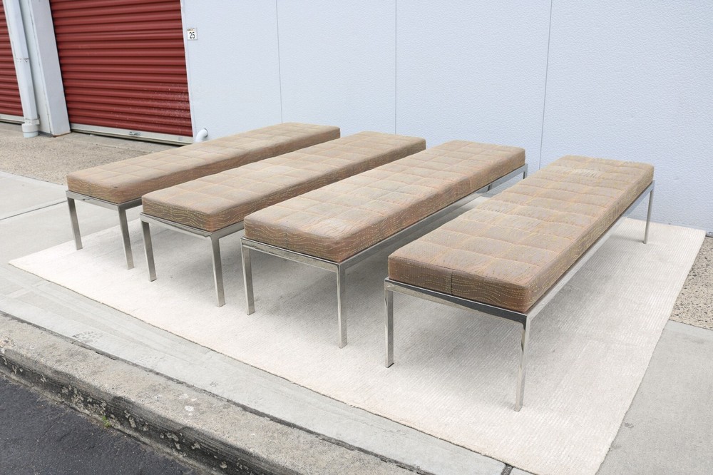 Mid-Century Modern Style Cumberland Large Rectangular Cambridge Metal Bench