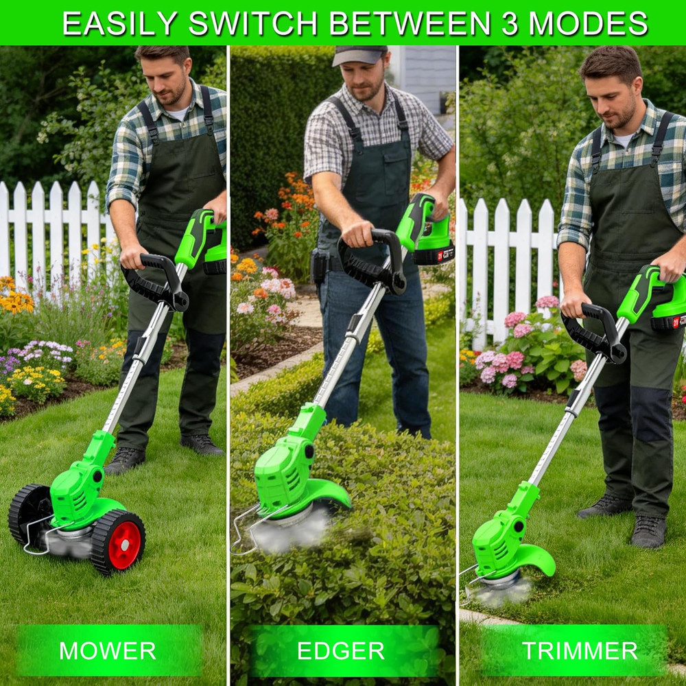 Cordless Weed Wacker Electric Eater Battery Powered Stringless Weed Trimmer 3-In