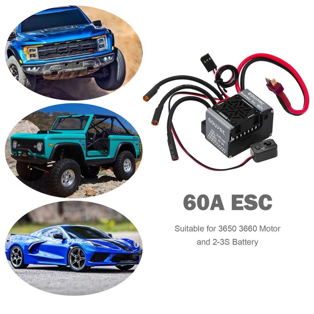 GOUPRC 60A RC Brushless ESC 23S Waterproof Electronic Speed Controller 1/10