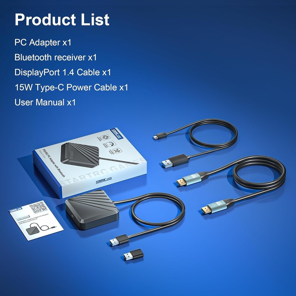 PSVR 2 PC Adapter with Bluetooth and Accessories Kit. Includes Expandable Power