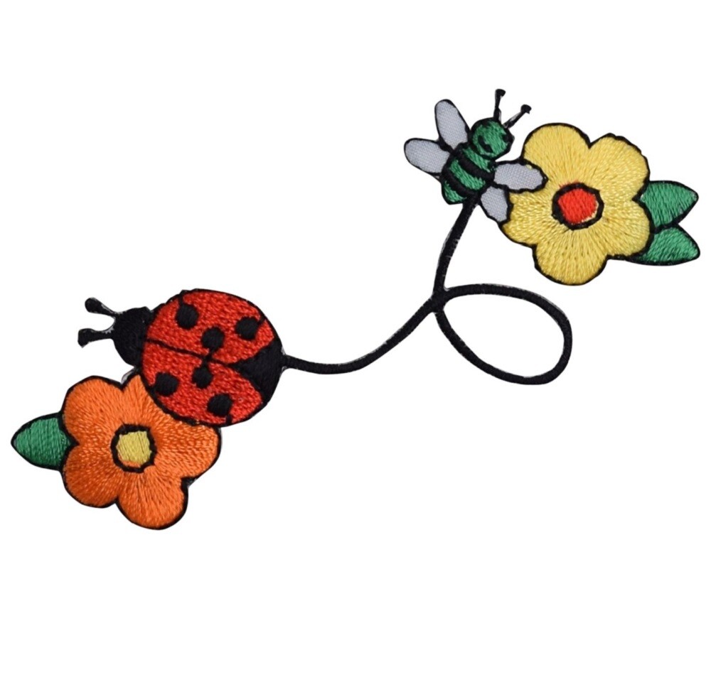 Ladybug Applique Patch - Bee, Bugs, Insect, Flowers 2-5/8" (Iron on)