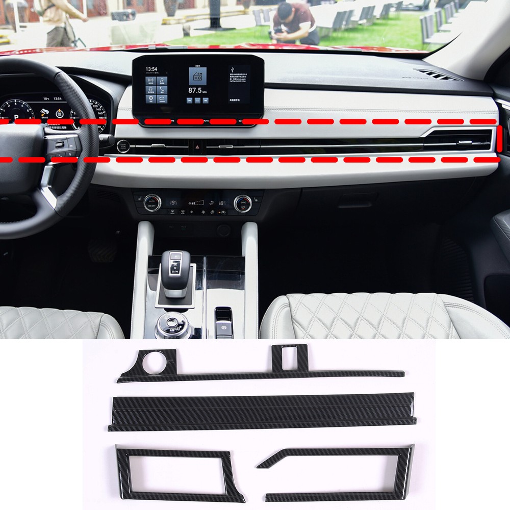 4X Carbon Fiber Dashboard Strip Cover Trims For Mitsubishi Outlander 2022-2024