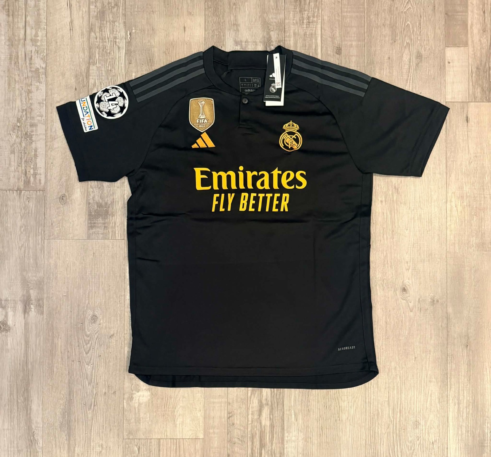 JUDE BELLINGHAM 2024/25 UEFA Real Madrid Third Soccer Jersey Size L