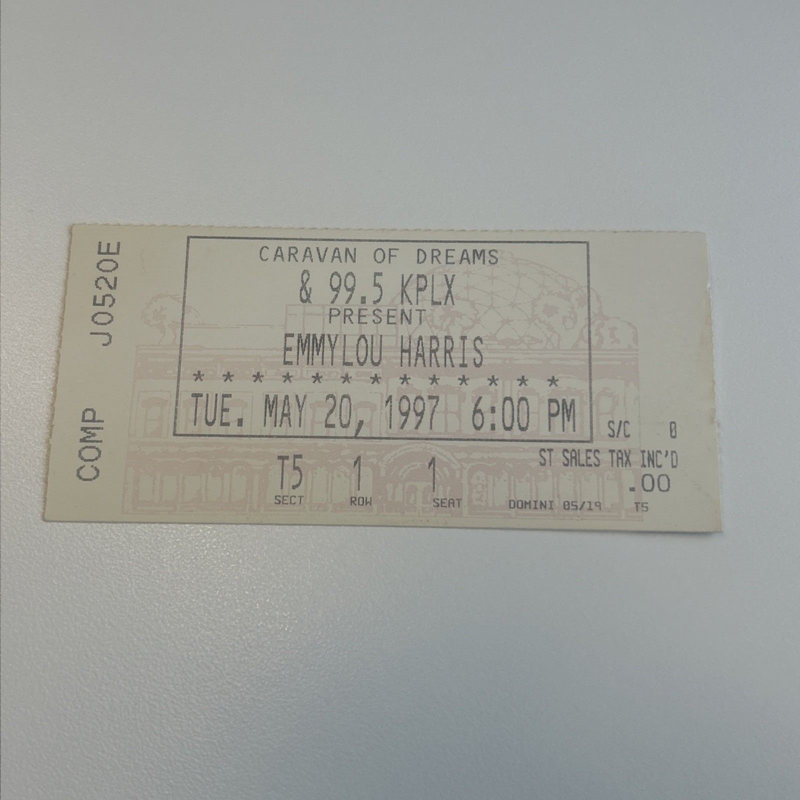 1997 Emmylou Harris Concert Ticket Stub Caravan of Dreams Dallas 5/20 Front Row!