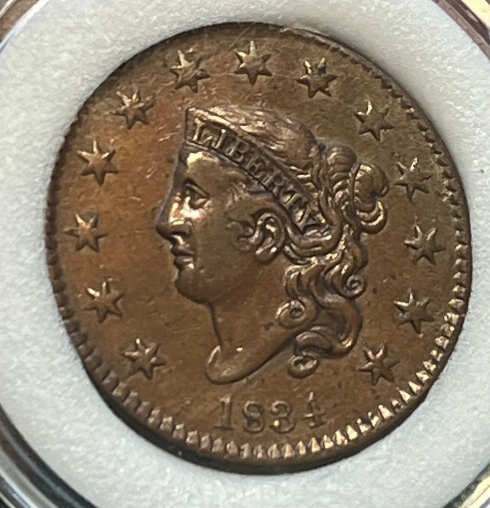 1834 Coronet head large cent , Nice & scarce