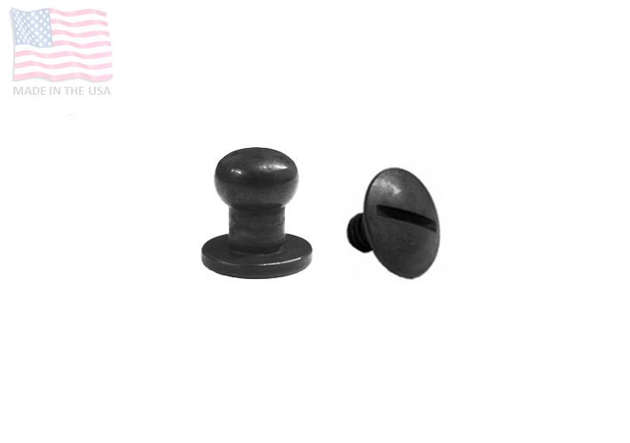 Medium 5/16" 8mm Screw Back Button Head Stud & Screw, Black Oxide, 5 SET