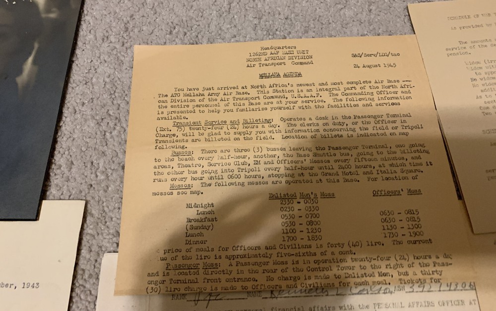 WWII ARMY TRANSPORT COMMAND PAPER LOT GROUP NORTH AFRICA 6TH FERRYING GROUP