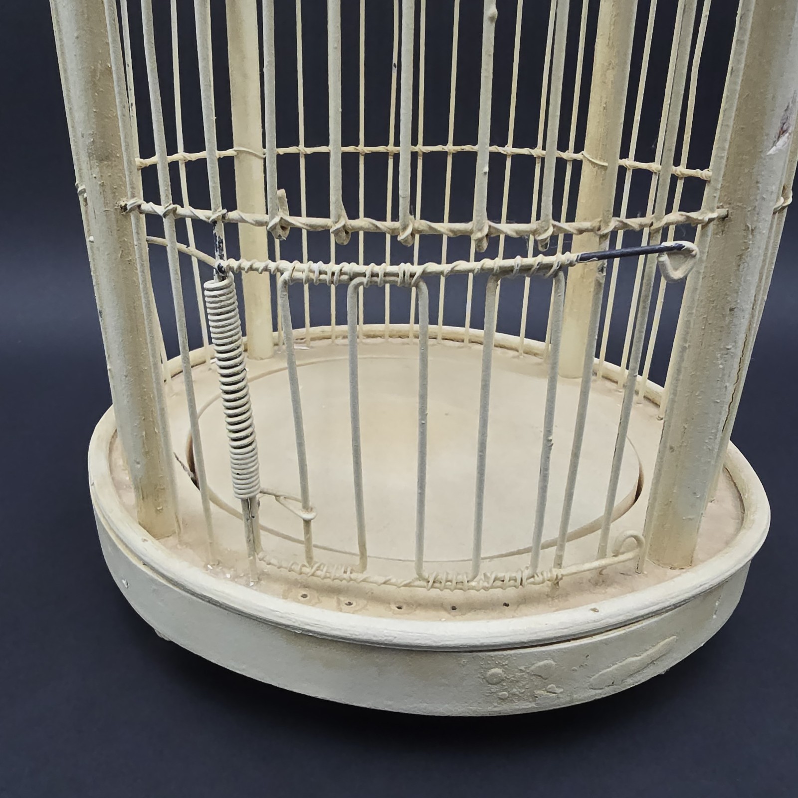 Vintage Wooden Bird Cage Off White Small Bird Country Home Decor 18"