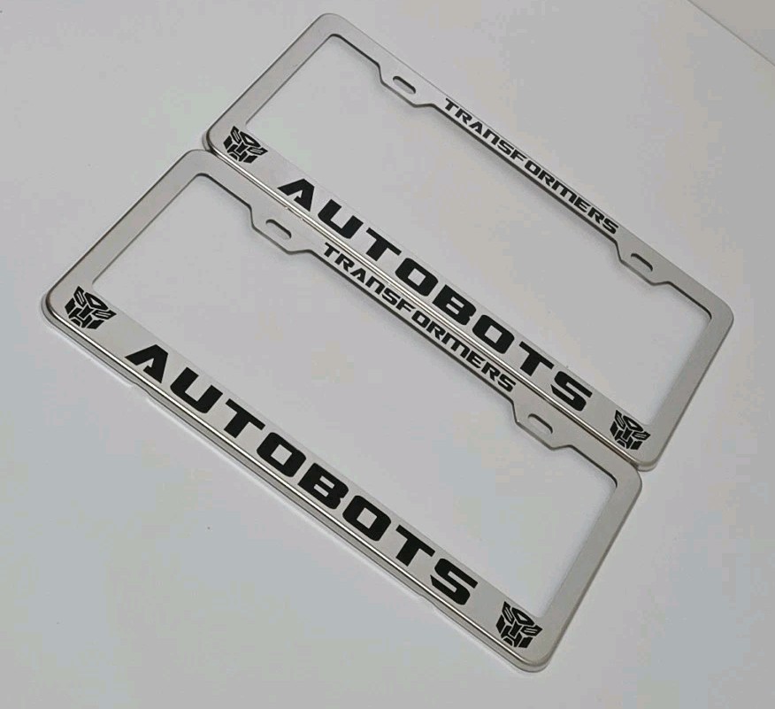 2 pcs -Transformers Autobots- Silver License Plate Frame