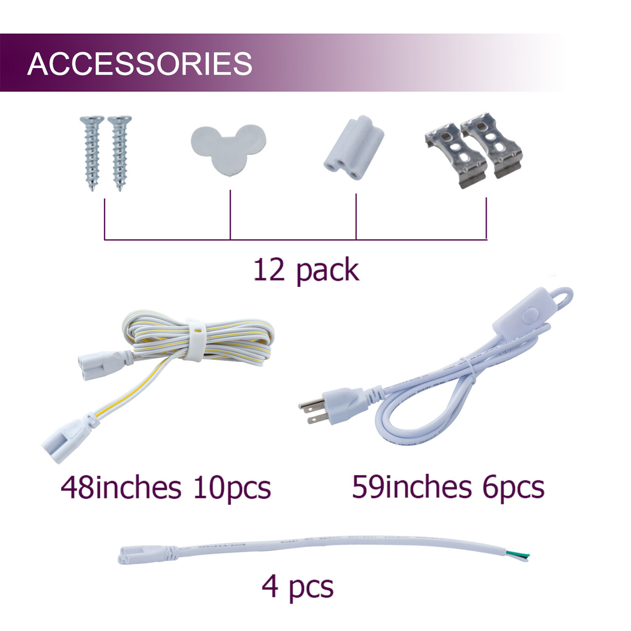 12 Pack T8 4FT LED Shop Light Linkable Ceiling Tube Fixture 24W 6000K Clear