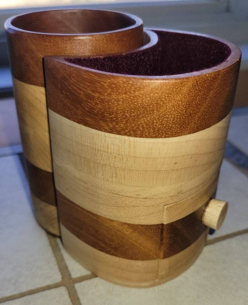 Handmade Solid Wood Small Desk Organizer Maple & Mahogany