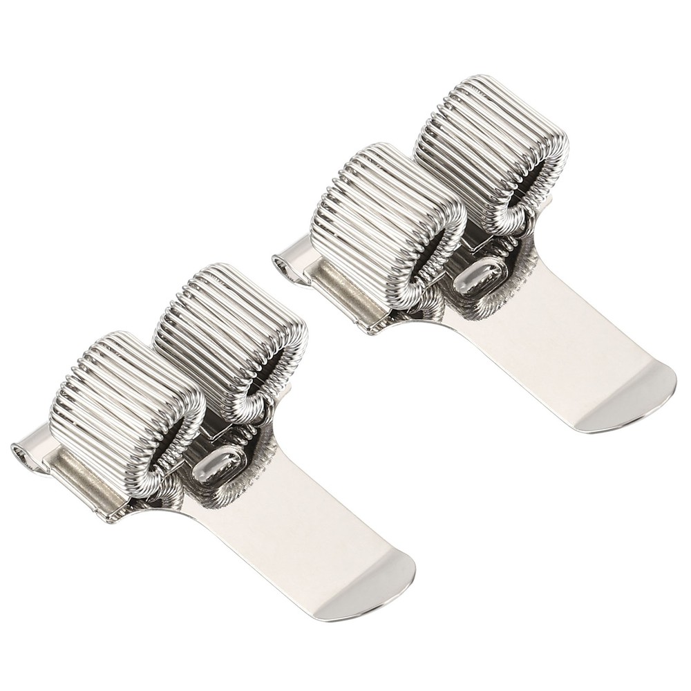 Pen Holder Clips, 2Pcs Metal Portable Double Spring Loop Organizer, Silver