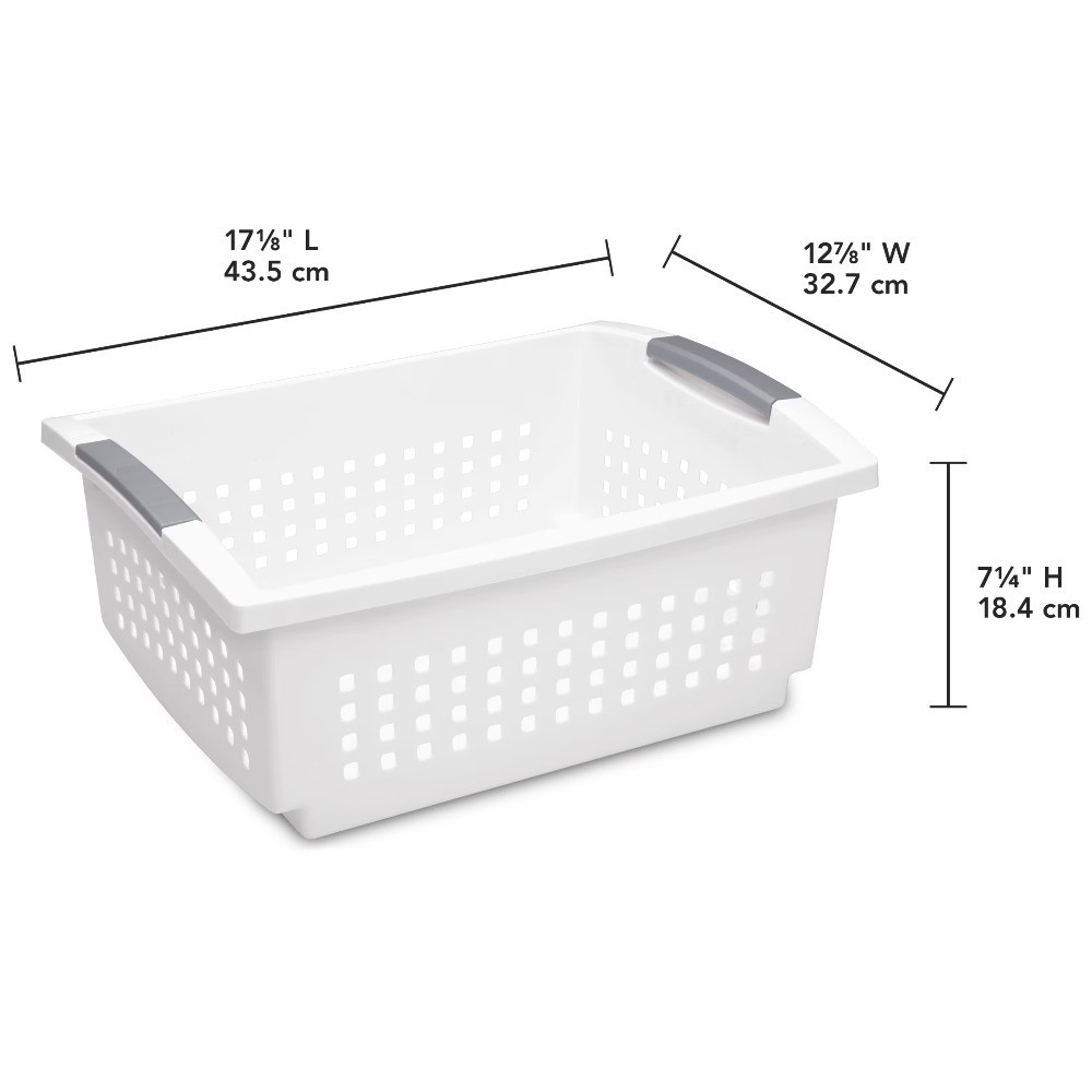 Large Open Plastic Storage Bin Stacking Basket White Space Saving Organizer
