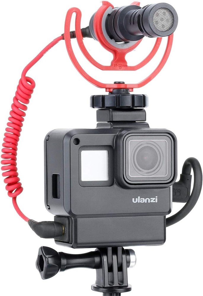V2 Housing Case Vlogging Frame with Microphone Cold Shoe Mount Compatible for...