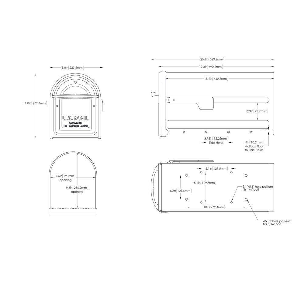 Architectural Mailboxes Post Mount Mailbox Large Galvanized Steel Champagne Flag