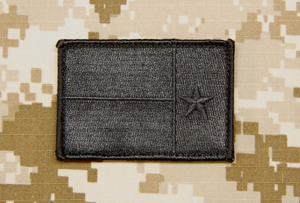 Reverse Blackout Texas State Flag Lone Star State Embroider Patch Hook Fastener