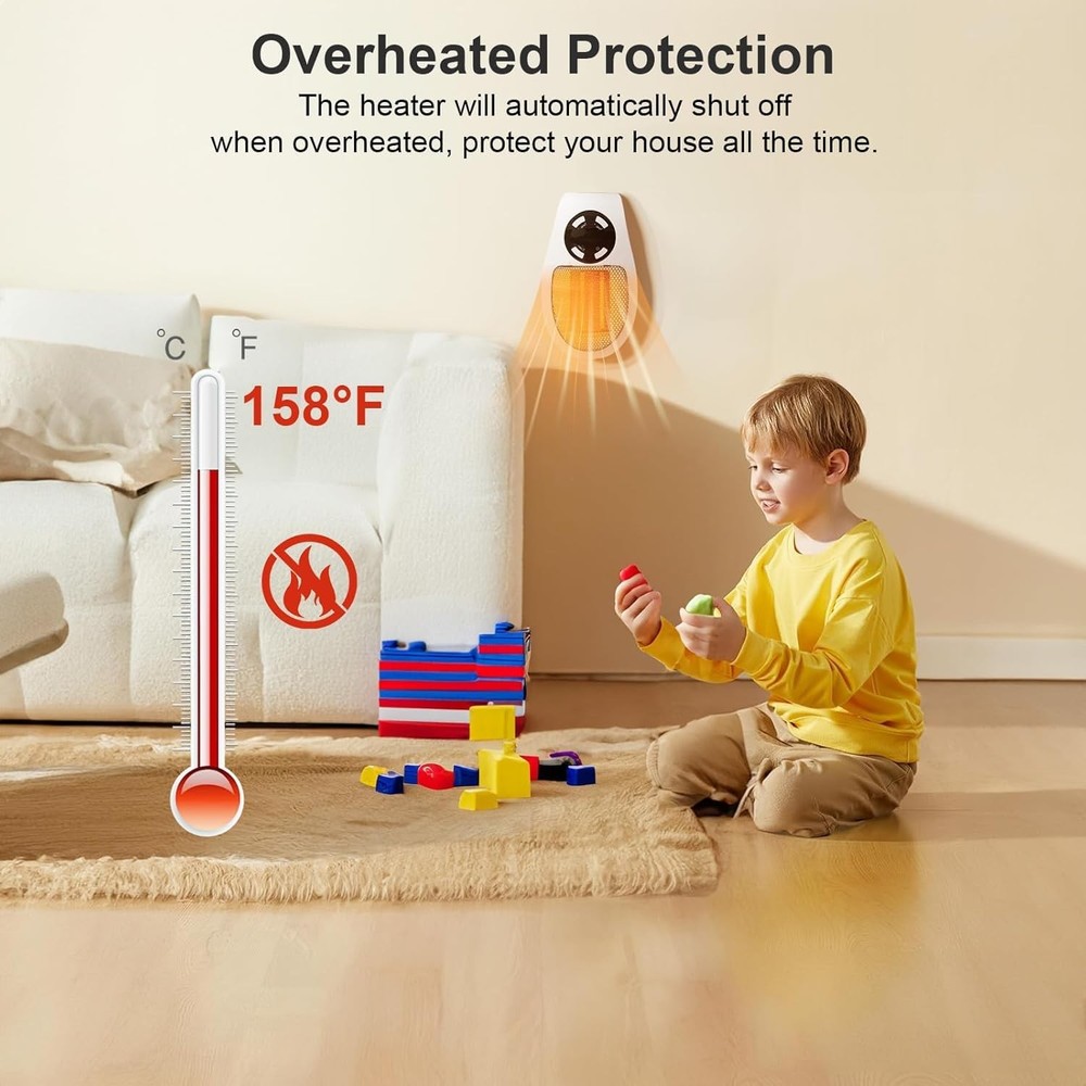 Upgrade Smart Plug in Wall Space Small mini space heater, White-Smart