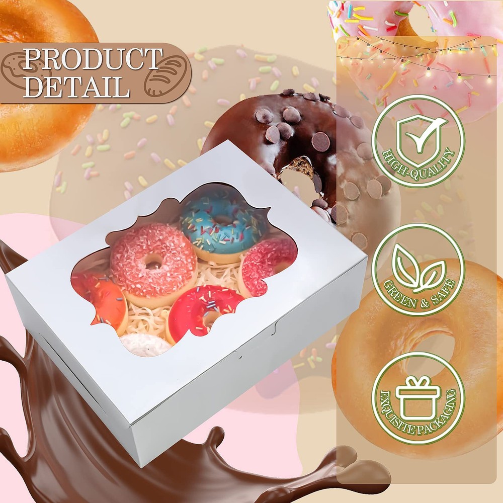 65 PCS 8x6x2.5 Inch Cookie Boxes with Window Silver Bakery Boxes Pastry Boxes...
