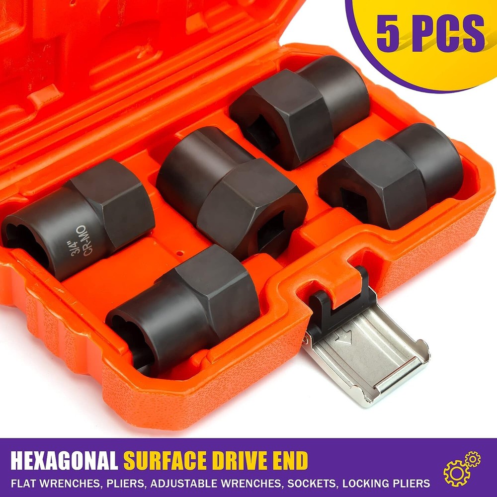 Impact Bolt Extractor Set Nut Remover Set Stripped Extraction Socket Tools 5PCS