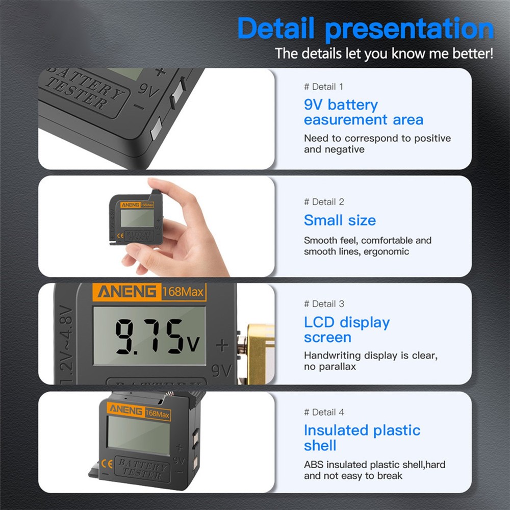 Battery Tester 9V AA AAA Button Cell Universal LCD Digital Display Battery Teste