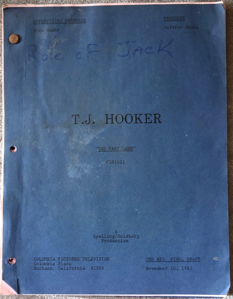 1982 T. J. Hooker "The Fast Lane" Original Final Draft Screenplay Script