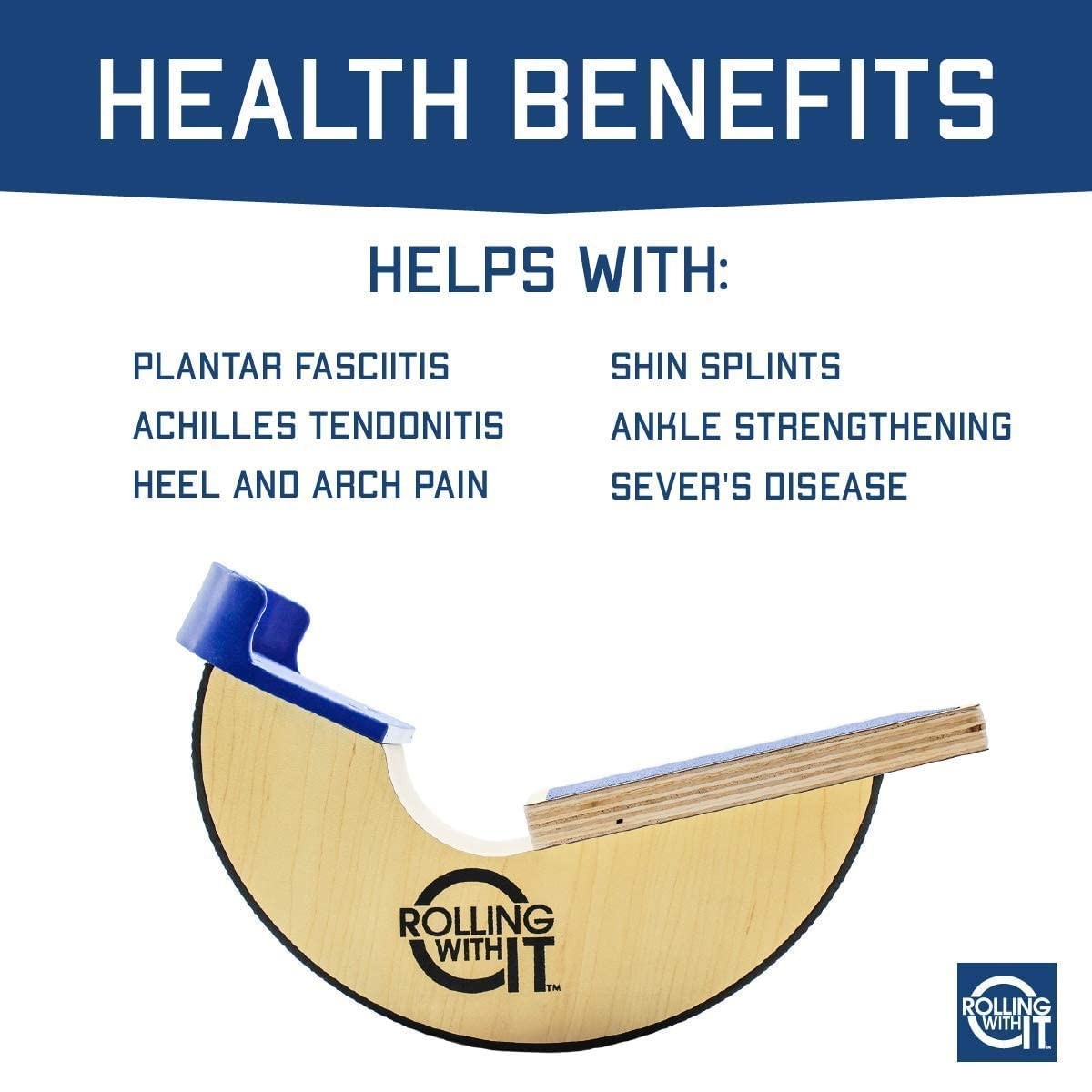 Wooden Foot Rocker - Calf Stretcher for Achilles Tendonitis, Plantar Fasciitis