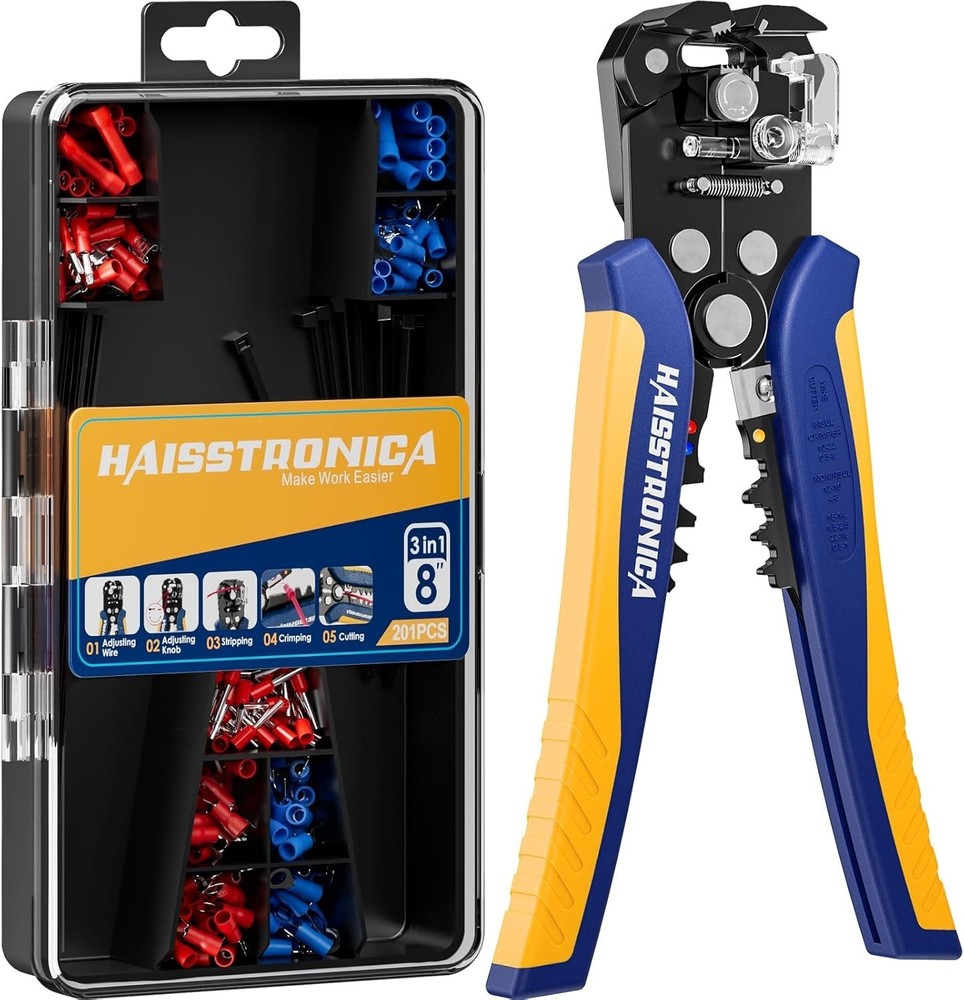 HAISSTRONICA 201PCS Wire Stripper Kit Automatic Stripper Crimper Tool