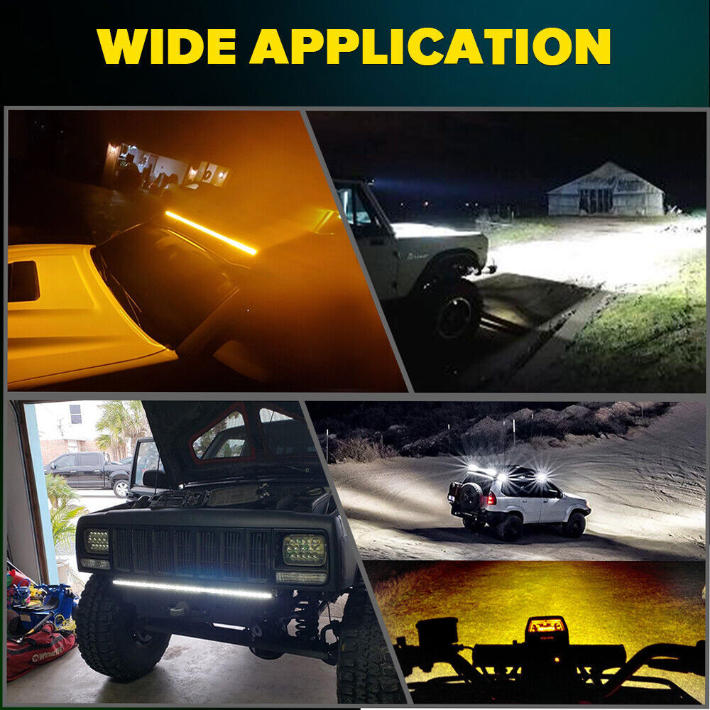 Slim 32'' Strobe Single Row LED Work Light Bar Driving Offroad Truck SUV Wire