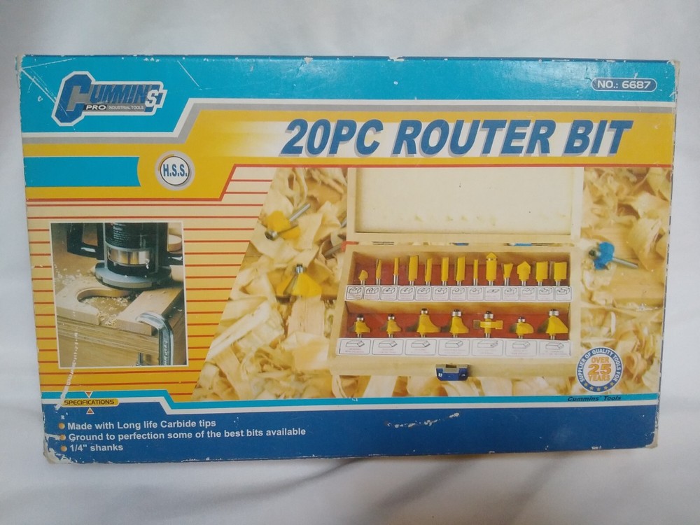 CUMMINS 20 PC CARBIDE TIP ROUTER BIT SET