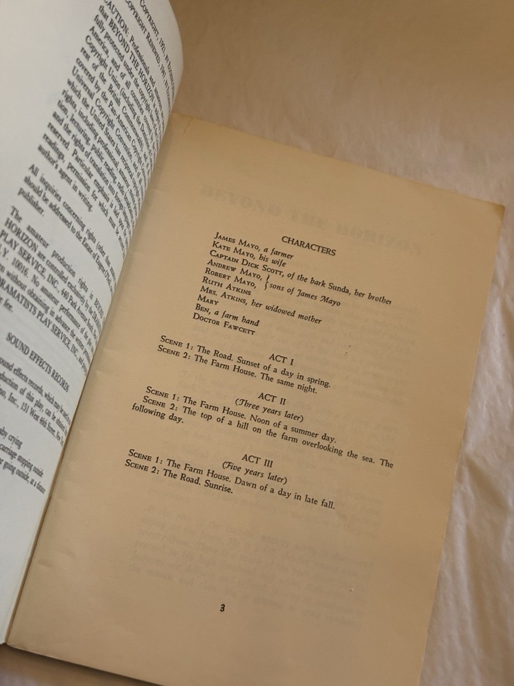 BEYOND THE HORIZON Eugene O’Neill - Dramatists Acting Edition SCRIPT