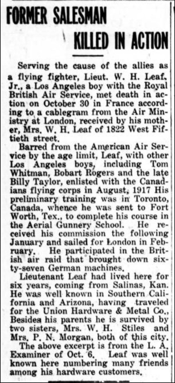 Amazing WW1 RAF Pilot KIA USA Volunteer Group,92nd Sq Killed On The Aerodome