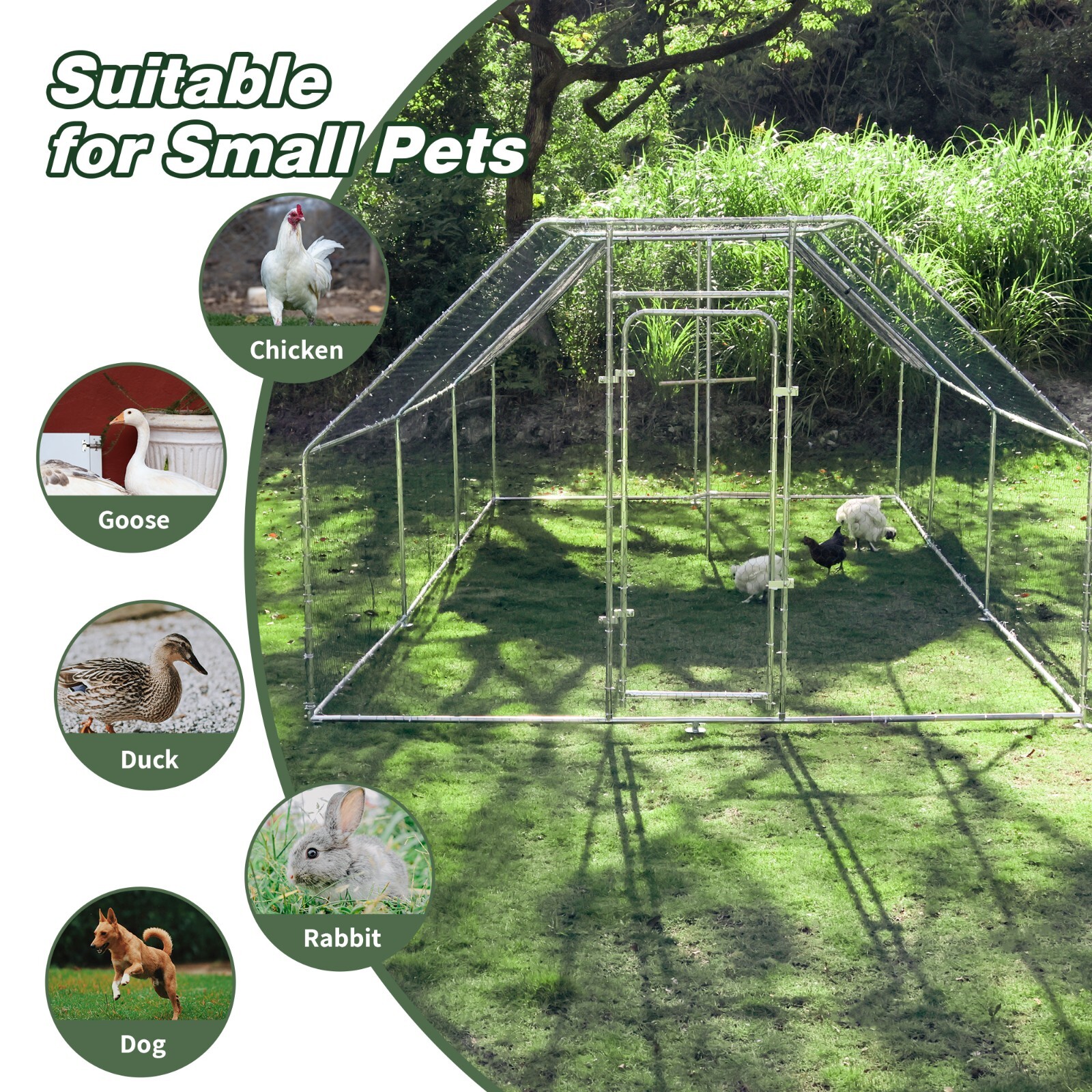Walnest 20ft x 10ft x 6.5ft Large Metal Walk-in Chicken Coop Run Cage Hen House