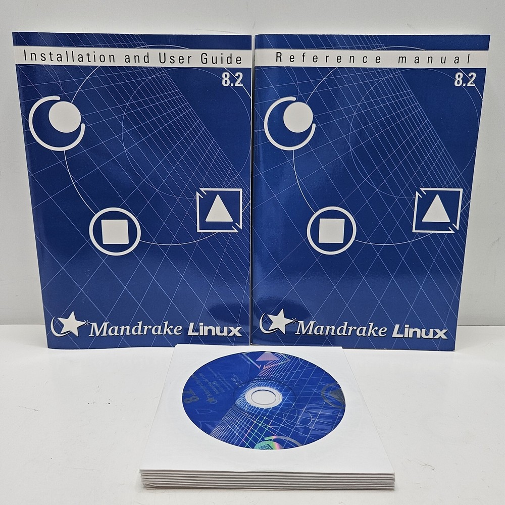 Linux Mandrake 8.2 PowerPack Edition Operating System Software 7 CD'S Manuals