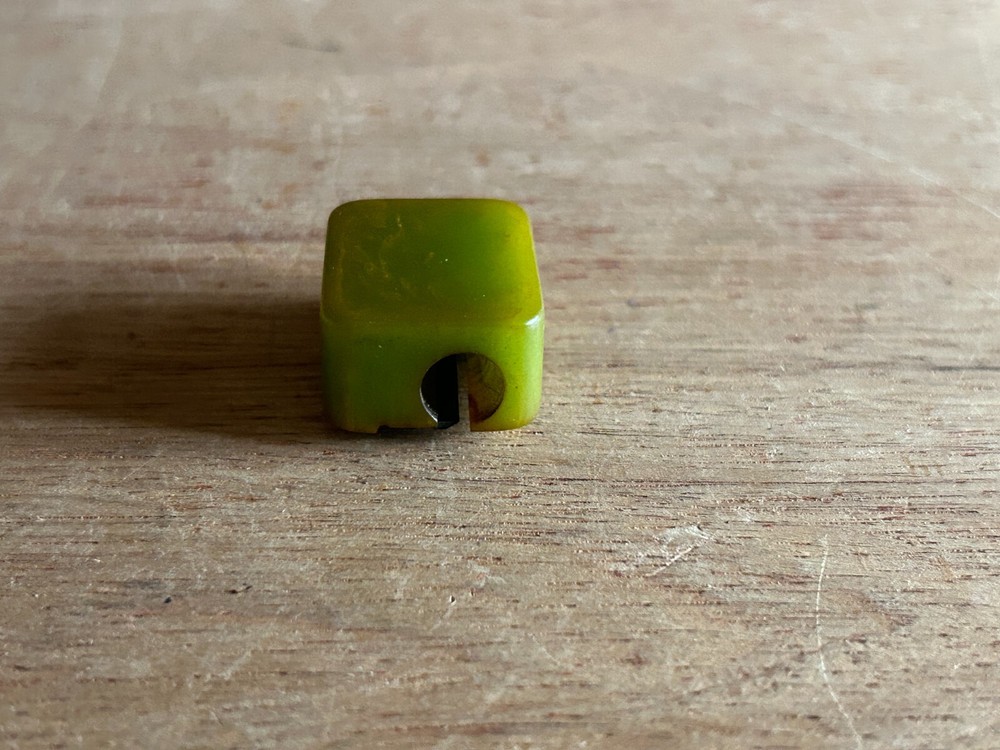 Green Bakelite Pencil Sharpener Catalin Swirled Small School Vintage Rectangle