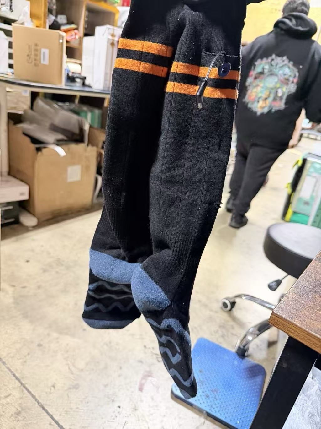 (One Size)Electric Heated Socks 5000mAh Rechargeable 4 Heat Settings for Outdoor