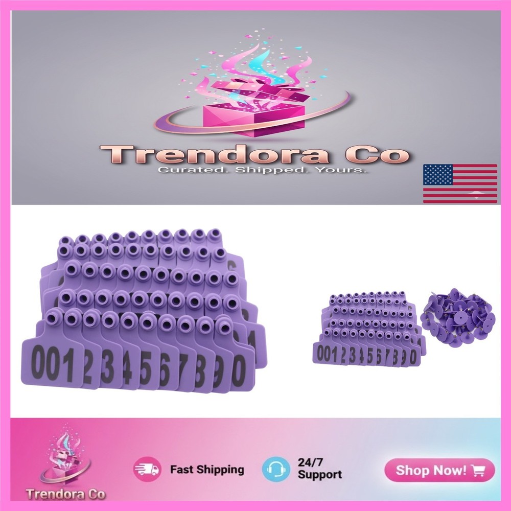 Durable Purple Cattle Ear Tags 001-100 for Efficient Livestock Identification