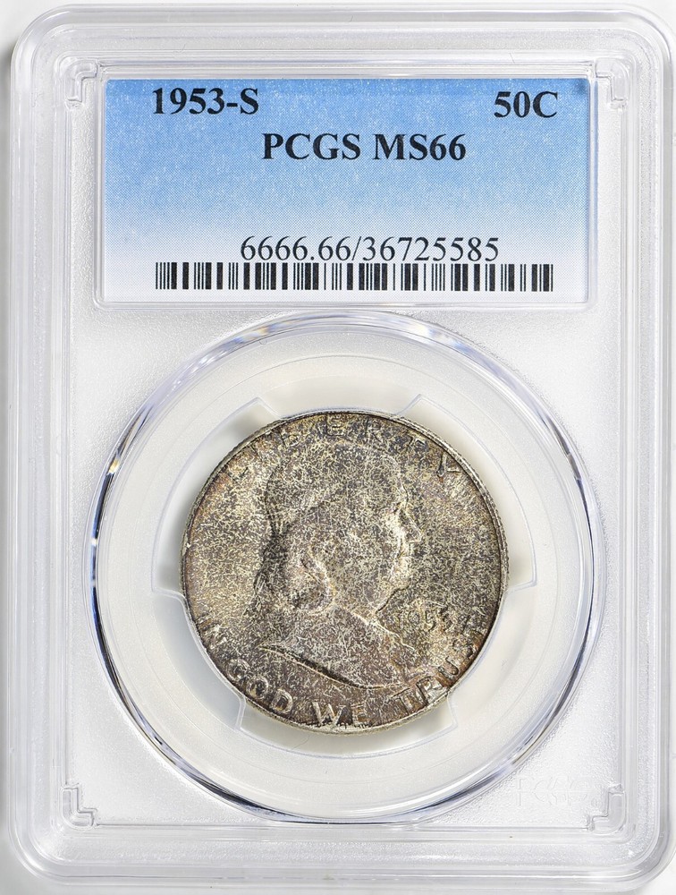 1953-S FRANKLIN HALF DOLLAR PCGS MS66