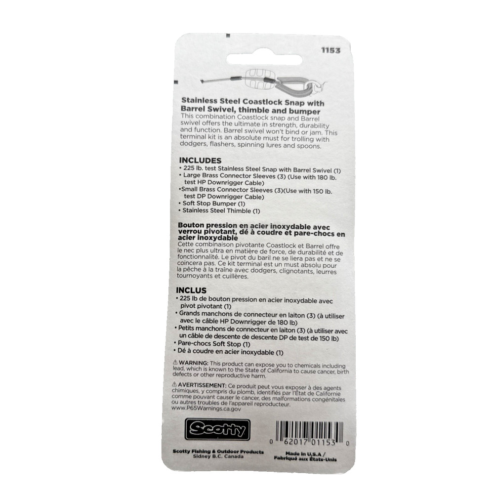 Scotty Terminal Kit 1 Coastlock Snap Thimble 1153 - Down Rigger Hardware