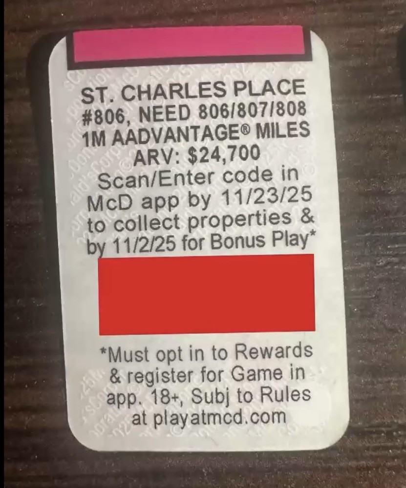 McDonald’s Monopoly Game Stickers
