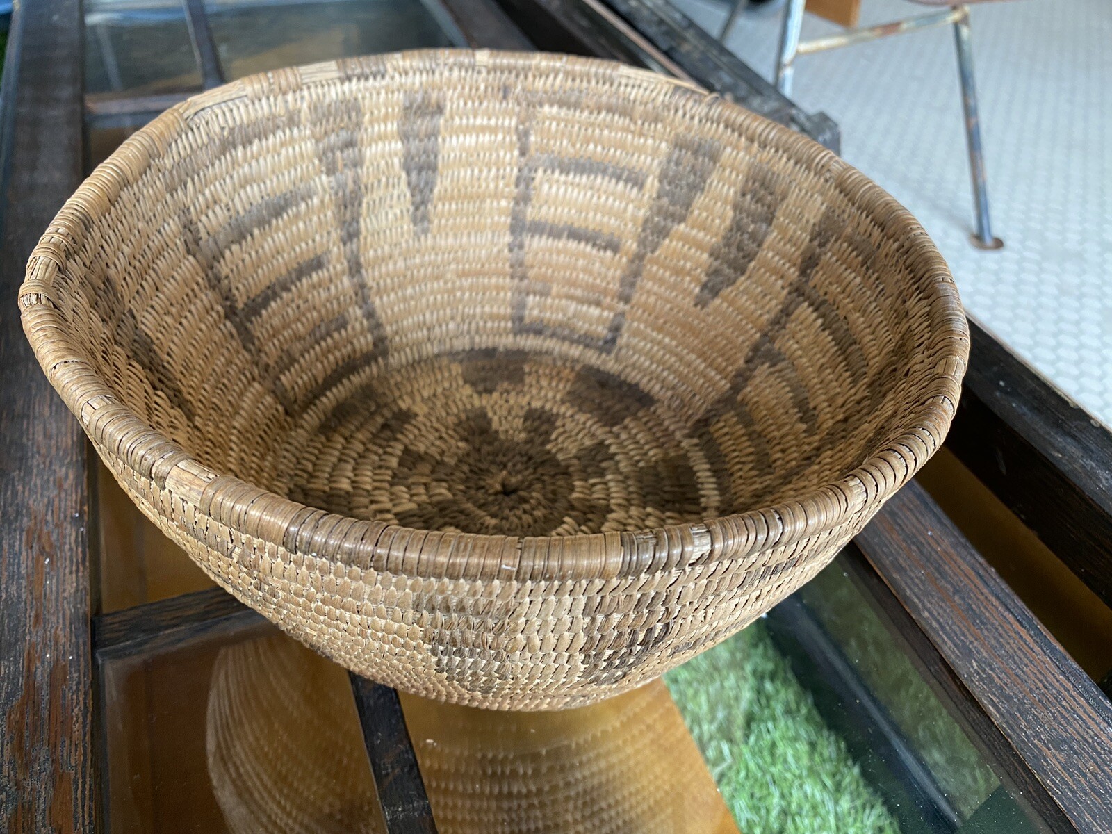 Vintage antique Native American Pima Akimel Oʼodham Basket nice design 9.5x5