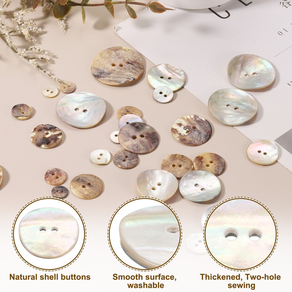 10pcs Pearl Shell Buttons 0.91" Round Shell Sewing Button for Cloth Craft