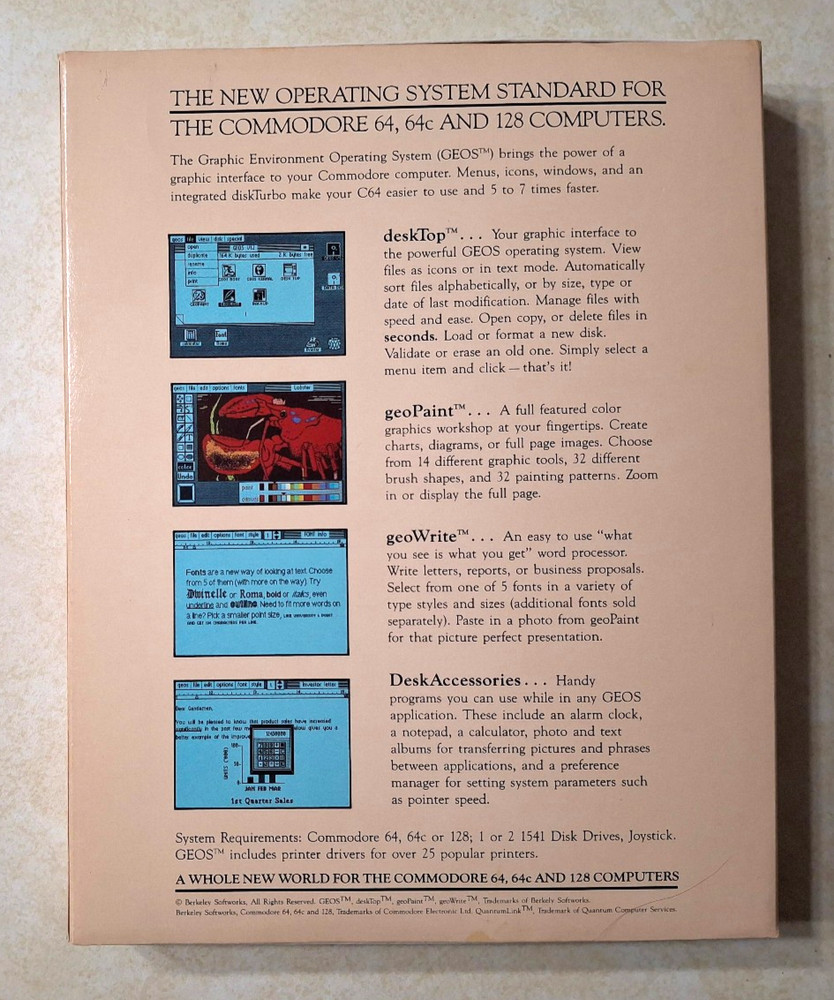 GEOS Graphic Environment Operating System 1.2 Commodore 64 128 COMPLETE CIB 1986