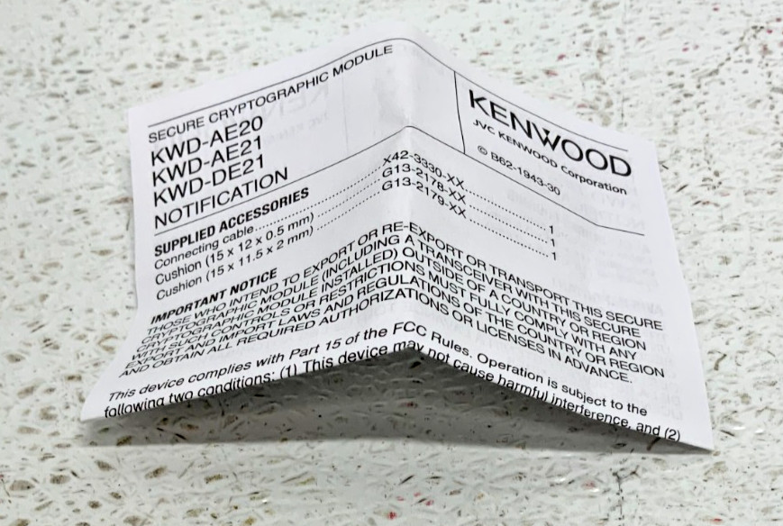 NEW Kenwood KWD-AE20 Secure Cryptographic Module 44A