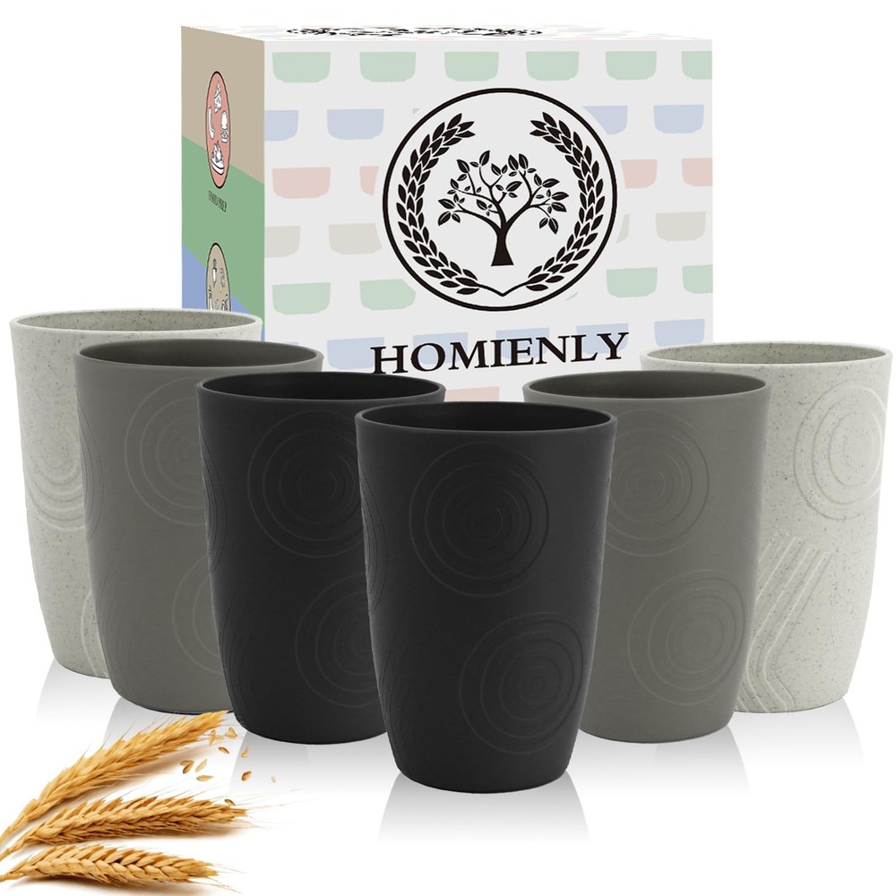 Drinking Glasses 16oz Wheat Straw Cups-Stackable and Reusable Cups, Alternati...