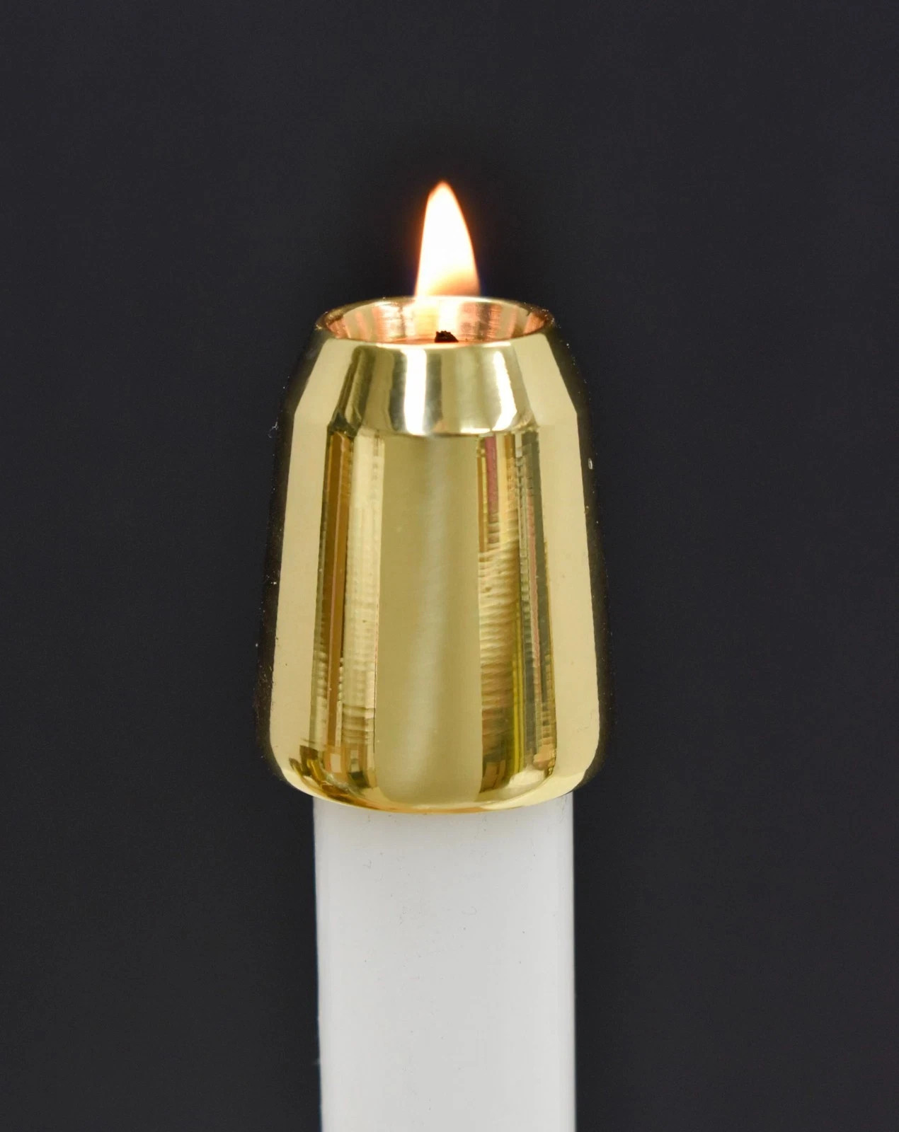 POLISHED BRASS 7/8" SMOOTH CANDLE FOLLOWER / BURNER / TOPPER CANDELABRA