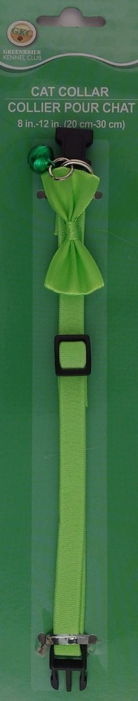 CAT COLLARS SPANDEX QUICK-RELEASE BUCKLE ADJUSTABLE BELL & BOW, SELECT: Color